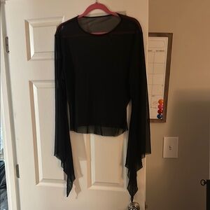 SHEIN Black Asymmetrical Bell Sleeve Blouse